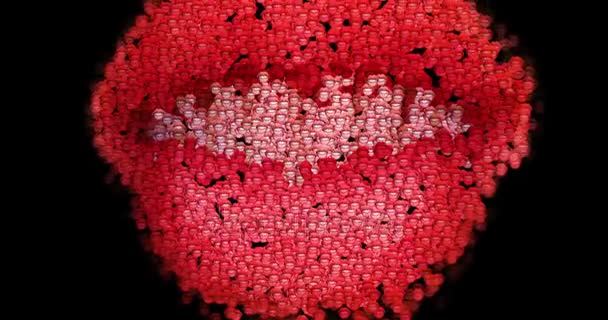 Digital animation of surreal lips — Stock Video