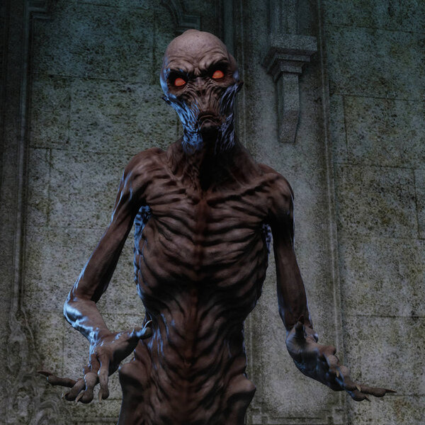 3D rendering of a creepy monster