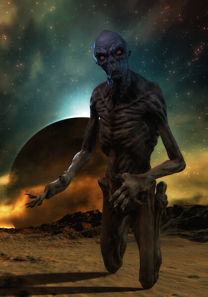 3D rendering of a creepy monster