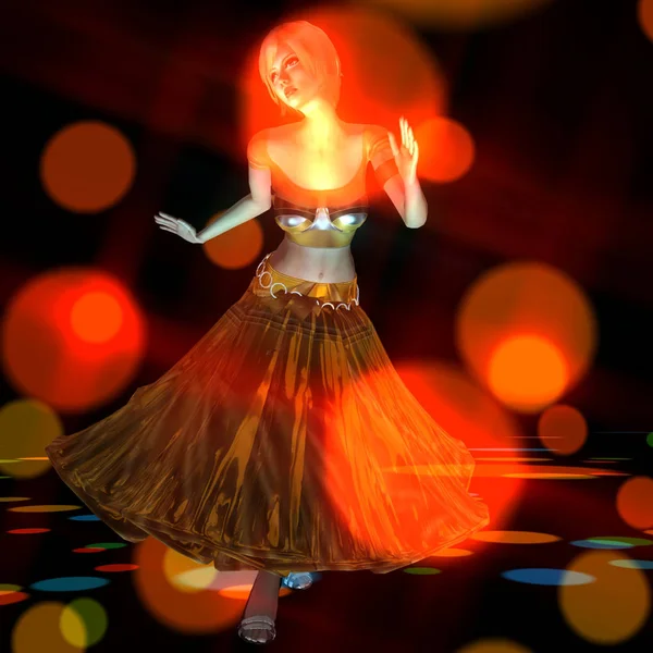 Ilustração 3D de uma menina dançando — Fotografia de Stock