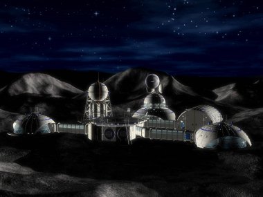 bir uzay istasyonu 3D çizimi