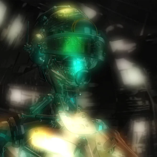 3D απεικόνιση του Cyborg κεφαλή — Φωτογραφία Αρχείου