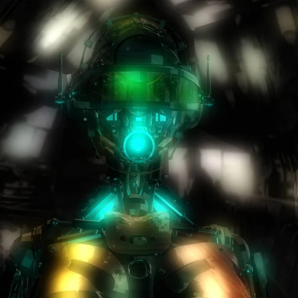 Illustration 3D d'une tête de cyborg — Photo