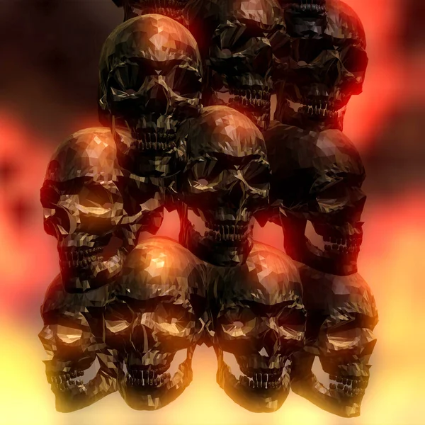 Ilustración 3D de cráneos espeluznantes — Foto de Stock
