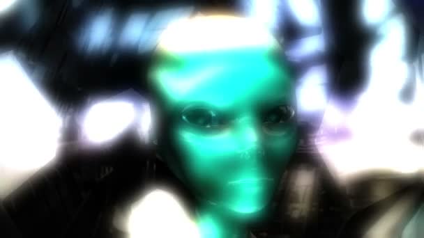 Animação 3D digital de uma cabeça alienígena — Vídeo de Stock