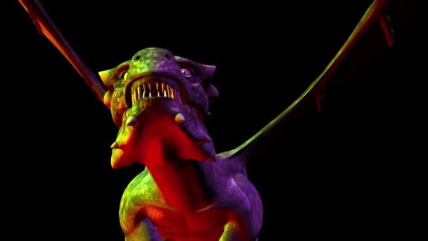 Digitale 3D-animatie van griezelig draak — Stockvideo