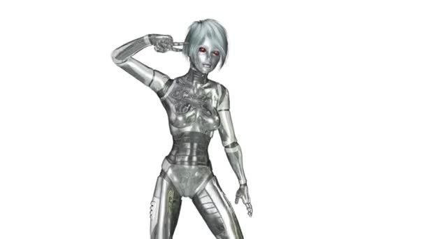 Animation numérique 3D d'une femme dansante Cyborg 