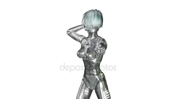 Digital 3D Animation of a dancing female Cyborg — Stock Video