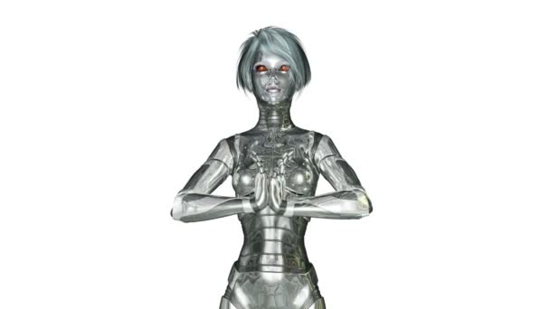 Animation numérique 3D d'une femme dansante Cyborg 