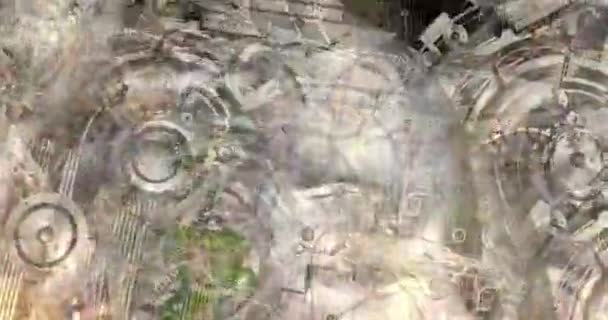 Animation 3D de particules numériques de cyborgs mystiques 