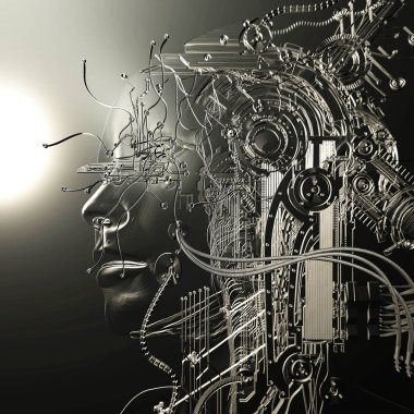 Dijital 3d illüstrasyon kadın Cyborg rahatlama