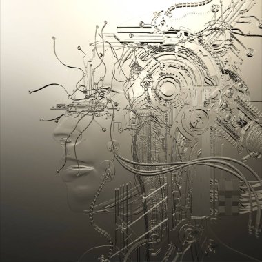 Dijital 3d illüstrasyon kadın Cyborg rahatlama