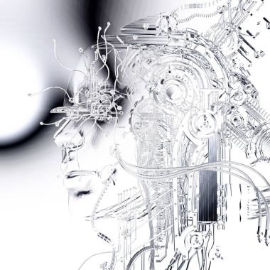 Dijital 3d illüstrasyon kadın Cyborg rahatlama