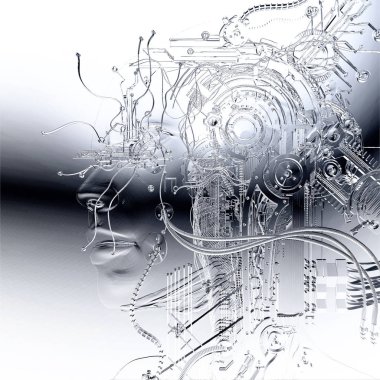 Dijital 3d illüstrasyon kadın Cyborg rahatlama