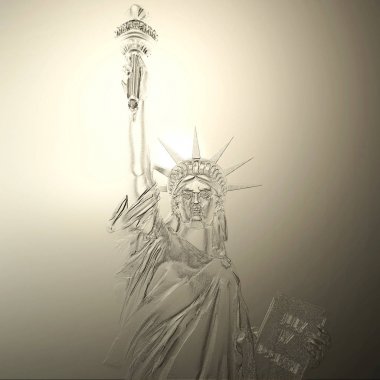 Özgürlük kabartma bir heykelinin dijital 3d illüstrasyon