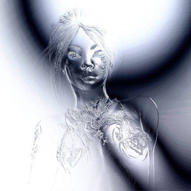 Dijital 3d illüstrasyon kadın bir rahatlama