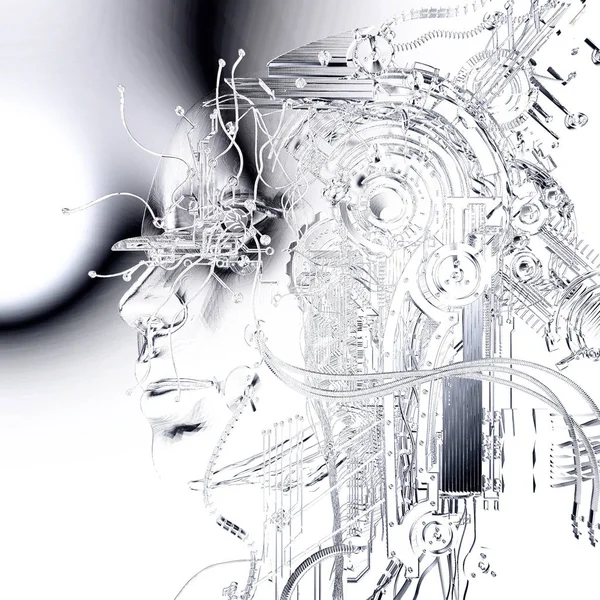Ilustración digital 3D de una mujer Cyborg Relief — Foto de Stock