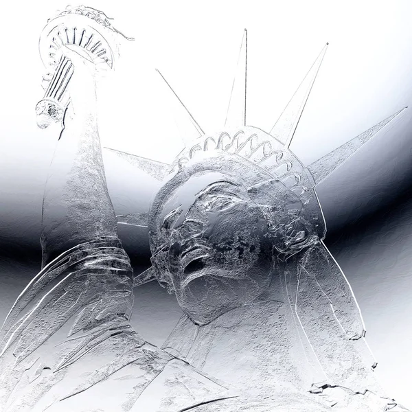 Özgürlük kabartma bir heykelinin dijital 3d illüstrasyon