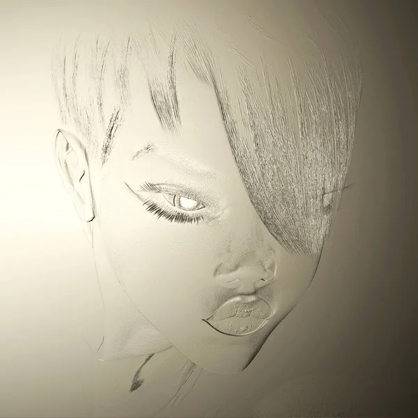 Digitale 3D-Illustration eines weiblichen Reliefs — Stockfoto