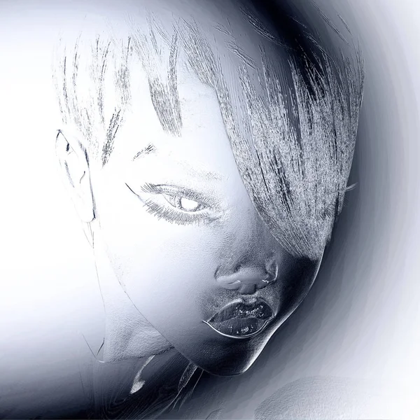 Dijital 3d illüstrasyon kadın bir rahatlama