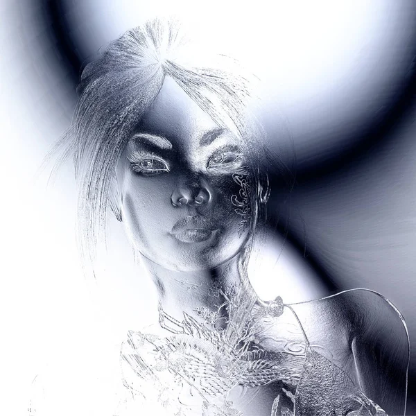 Dijital 3d illüstrasyon kadın bir rahatlama