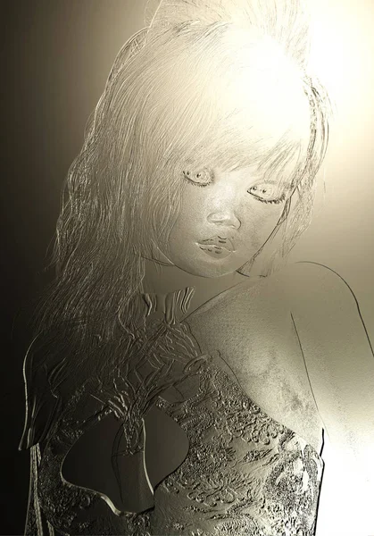 Dijital 3d illüstrasyon kadın bir rahatlama