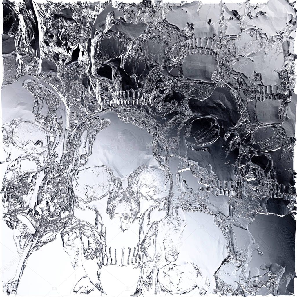 Digital 3D Illustration of a Skull Relief