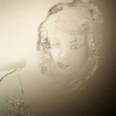 Dijital 3d illüstrasyon kadın bir rahatlama