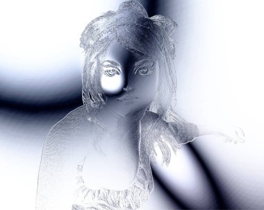 Dijital 3d illüstrasyon kadın bir rahatlama