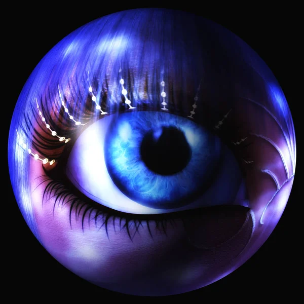 Ilustración digital 3D de un ojo místico femenino — Foto de Stock