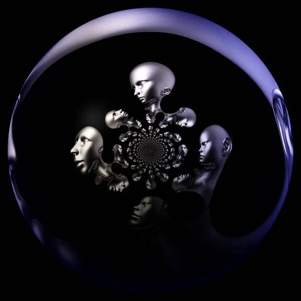 Ilustración digital 3D de una cabeza de Cyborg —  Fotos de Stock
