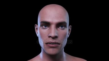 Dijital 3d animasyon geçişin bir erkek yüz