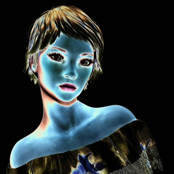 Illustration 3D numérique d'une femme attrayante — Photo