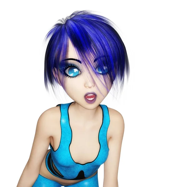 Digital 3D Illustration of a Manga Girl — Stock Photo, Image