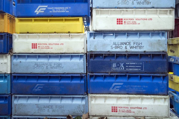 AMRUM, GERMANY - JANUARY 02, 2018: Fishing crates, buoys and oth — Stock Photo, Image