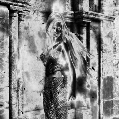 bir fantezi kadın 3D çizimi