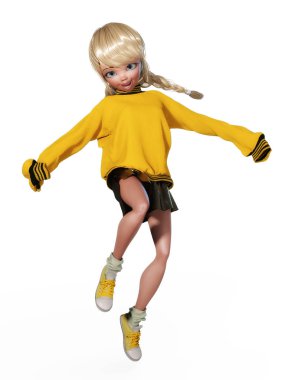 Bir Toon kızın dijital illüstrasyon