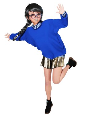 Bir Toon kızın dijital illüstrasyon