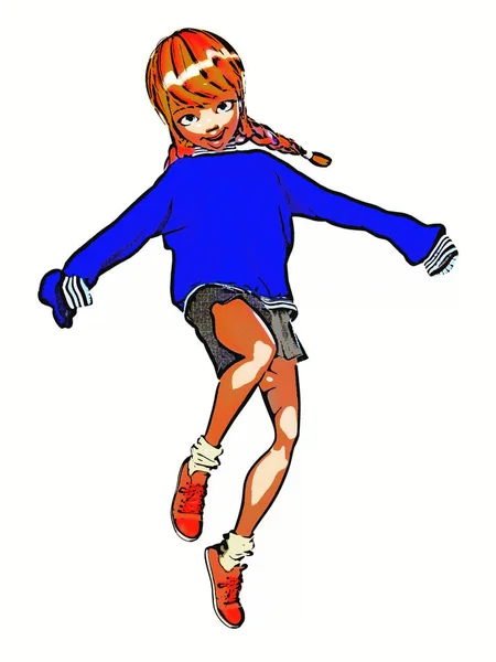 Digitální 3d ilustrace Toon Girl — Stock fotografie