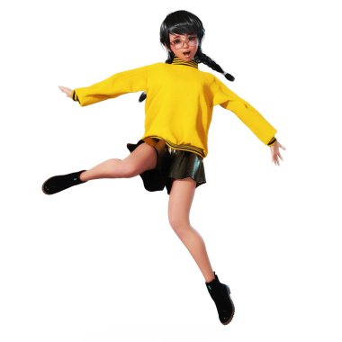 Bir Toon kızın dijital illüstrasyon