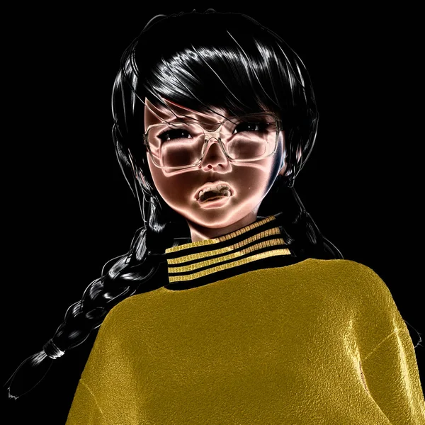 Ilustração 3D Digital de uma Garota Toon — Fotografia de Stock