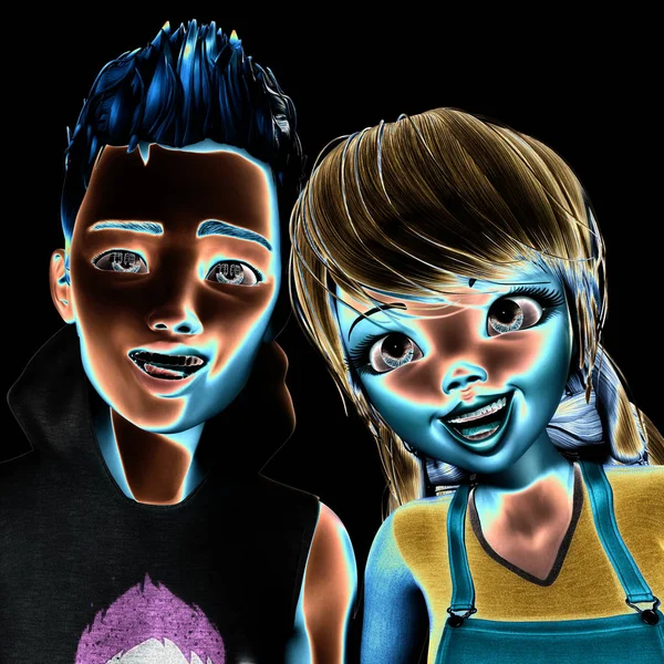 Digital 3D-illustration av Toon Kids — Stockfoto
