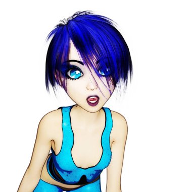 Bir Manga kız dijital 3d çizimi