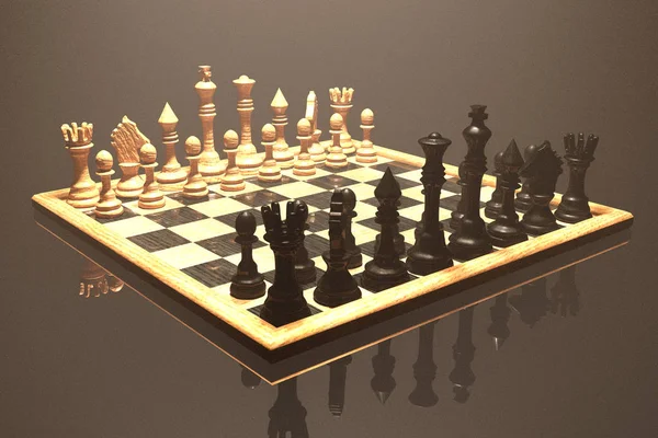 Digital 3D Illustration of a Chess Board — Stock Photo, Image