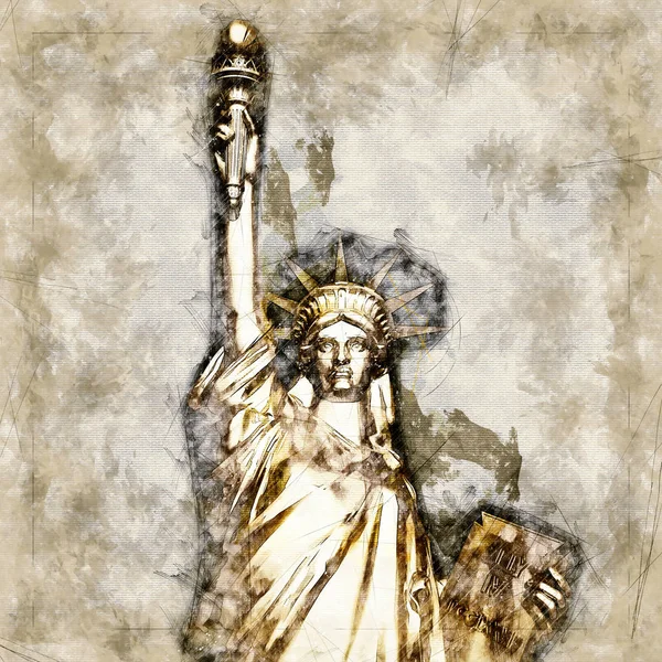 Digital Sketch of the Statue of Liberty — Stock Photo, Image