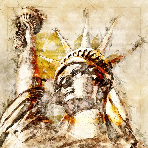 Digitale Skizze der Freiheitsstatue — Stockfoto