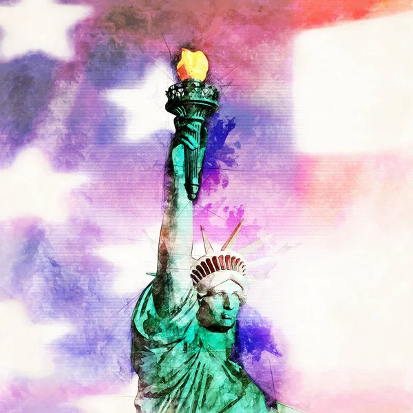 Digital Sketch of the Statue of Liberty — Stock Photo, Image