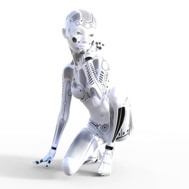 Dijital illüstrasyon kadın bir Cyborg