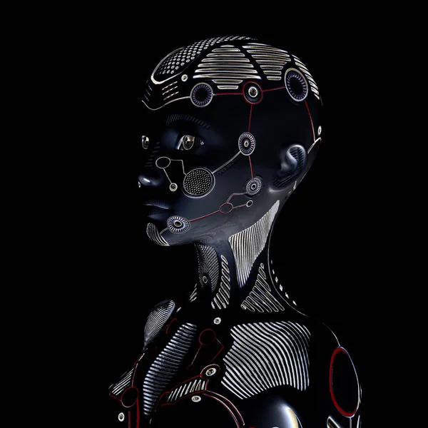 Illustrazione digitale 3D di un Cyborg femminile — Foto Stock