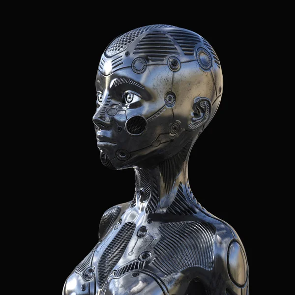 Ilustración digital 3D de una mujer Cyborg — Foto de Stock